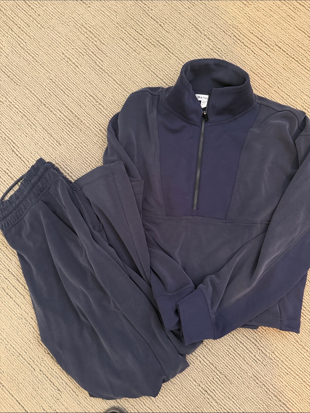 Women's Athleta Seasoft Pants & Pullover Navy Set Sz S/M